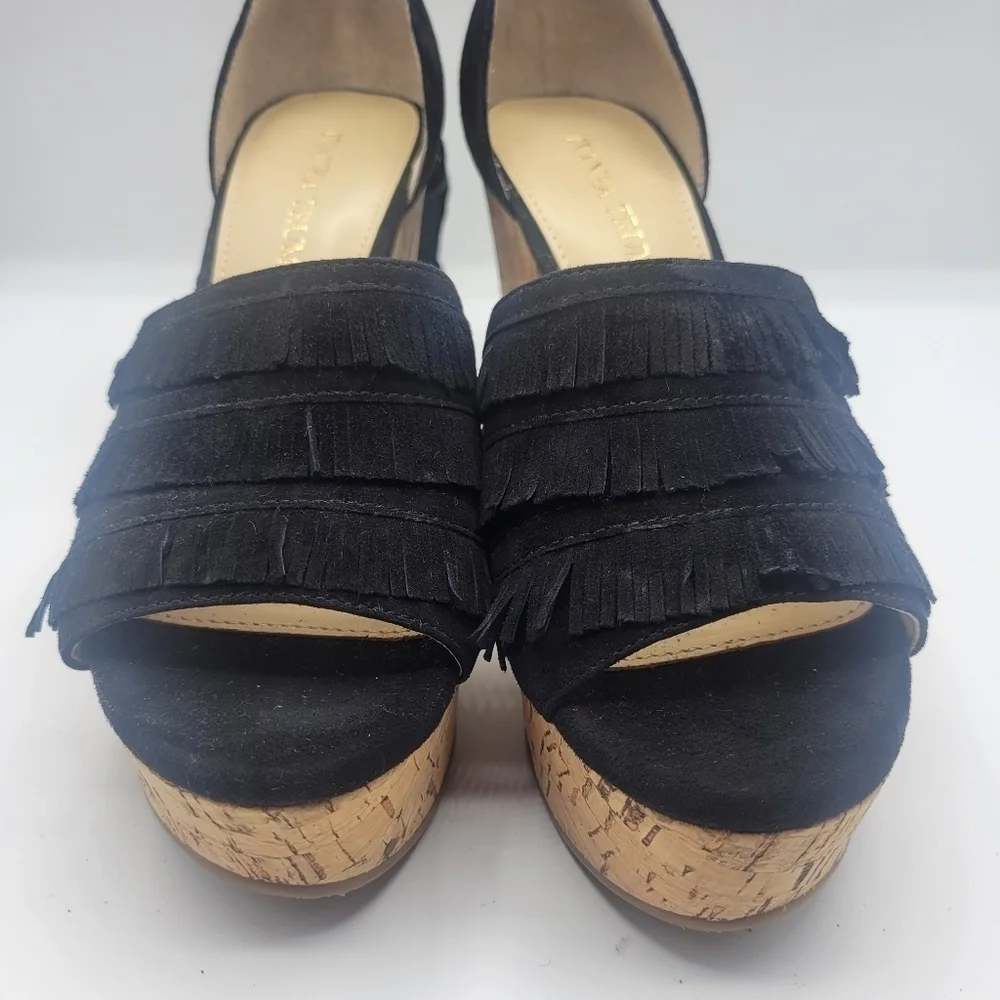 Ivanka Trump leather upper platform with fringe details size 71/2m